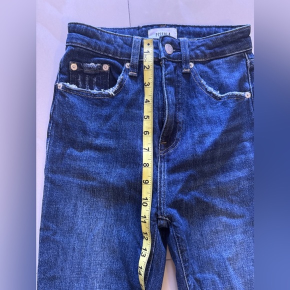 Pistola baggy jeans, dark denim, distressed high waist zip bottom size 23 - Picture 12 of 16